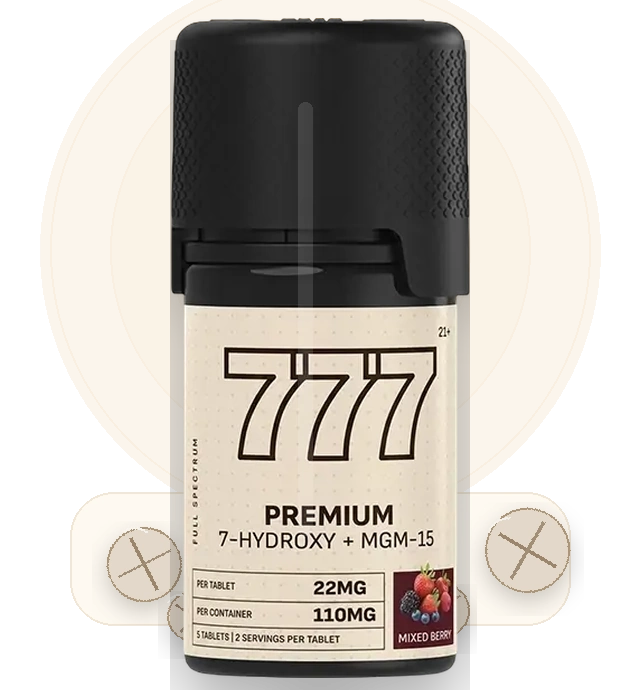 777 7-OH + MGM-15 bottle with scored tablets